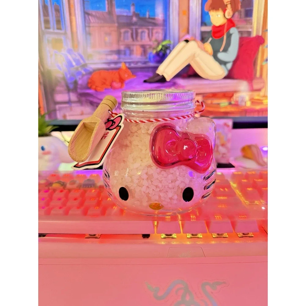 Hello Kitty Bath Salts Crystal Glass Jar Lid Lavender Clouds 2025 Sanrio READ